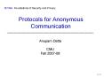 Protocols for Anonymous Communication PowerPoint PPT Presentation