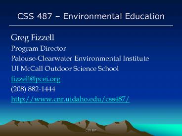 CSS 487 Environmental Education