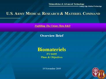 U'S' ARMY MEDICAL RESEARCH