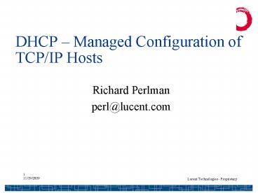 DHCP Managed Configuration of TCPIP Hosts