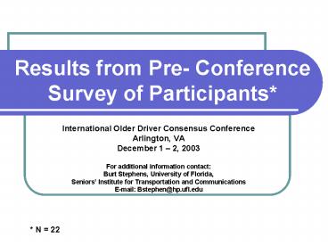 Results from Pre- Conference Survey of Participants*