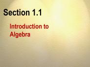 Introduction to Algebra