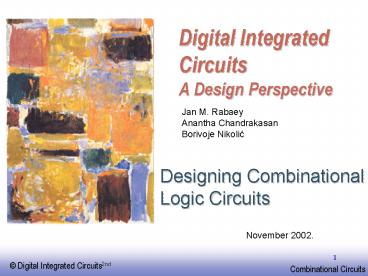 Digital Integrated Circuits A Design Perspective