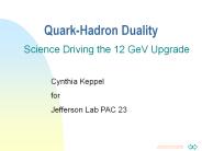 Quark-Hadron Duality
