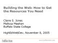 Building the Web: How to Get the Resources You Need  Claire S. Jones Melissa Meehan Buffalo State College HighEdWebDev, November 8, 2005 PowerPoint PPT Presentation