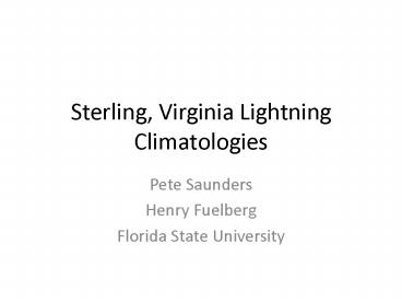 Sterling, Virginia Lightning Climatologies