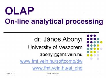 OLAP Online analytical processing