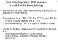 DNA Polymorphisms: DNA markers a useful tool in biotechnology PowerPoint PPT Presentation