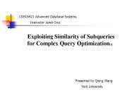 Exploiting Similarity of Subqueries for Complex Query Optimization1