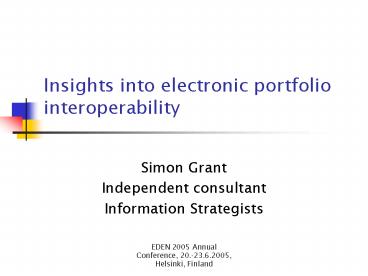 Insights into electronic portfolio interoperability
