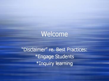 Disclaimer re' Best Practices: