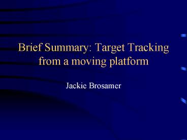 Brief Summary: Target Tracking from a moving platform