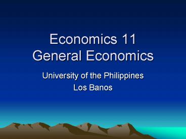 Economics 11 General Economics