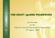 THE DRAFT AgriBEE FRAMEWORK