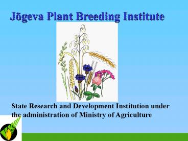 Jgeva Plant Breeding Institute