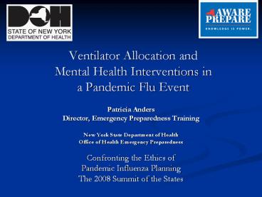 Ventilator Allocation and Mental Health Interventions in a Pandemic Flu Event