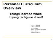 Personal Curriculum Overview
