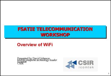 FSATIE TELECOMMUNICATION WORKSHOP