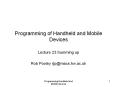 Programming of Handheld and Mobile Devices PowerPoint PPT Presentation