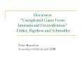 Discussion Unexploited Gains From International Diversification Didier, Rigobon and Schmukler' PowerPoint PPT Presentation