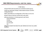 SNS RDB Requirements, wish list, status