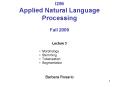 I256 Applied Natural Language Processing Fall 2009 PowerPoint PPT Presentation