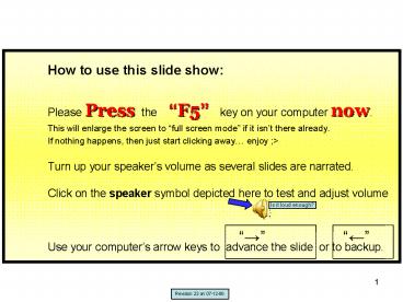 How to use this slide show:  Please Press the  