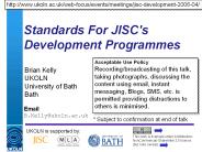 Standards For JISC's Development Programmes