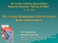 Sri Lanka Library Association National Seminar NETELIS 2003 26' 06' 2003 Sri Lanka Newspaper Article PowerPoint PPT Presentation