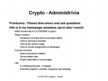 Crypto - Administrivia