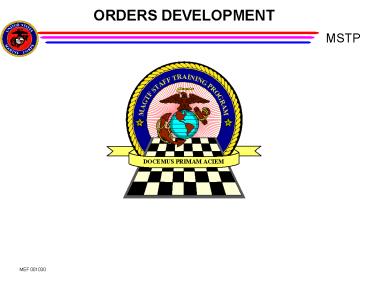 ORDERS DEVELOPMENT