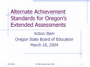 Alternate Achievement Standards for Oregon