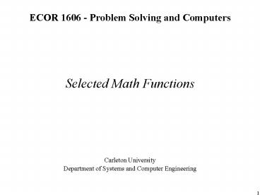 Selected Math Functions