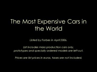The Most Expensive Cars in the World