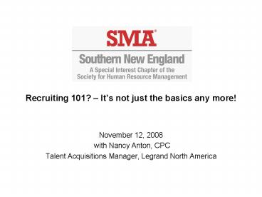 Recruiting 101 Its not just the basics any more