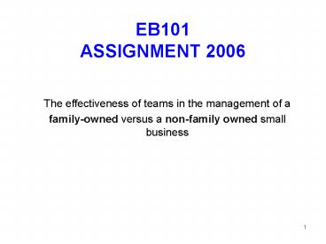 EB101 ASSIGNMENT 2006