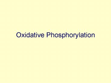 Oxidative Phosphorylation