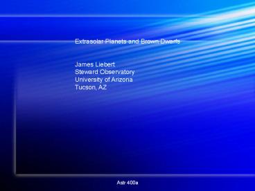 Extrasolar Planets and Brown Dwarfs