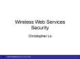 Wireless Web Services Security PowerPoint PPT Presentation