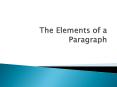 The Elements of a Paragraph PowerPoint PPT Presentation