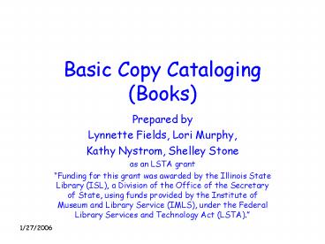 Basic Copy Cataloging Books
