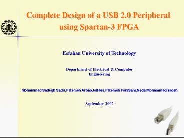 Complete Design of a USB 2'0 Peripheral