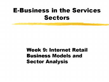 EBusiness in the Services Sectors