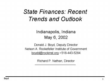 State Finances: Recent Trends and Outlook