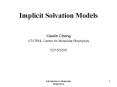 Implicit Solvation Models PowerPoint PPT Presentation