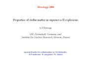 Properties of stellar matter in supernova II explosions.