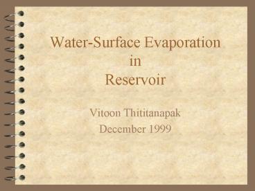 WaterSurface Evaporation in Reservoir