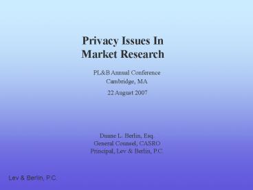 Privacy Issues In Market Research