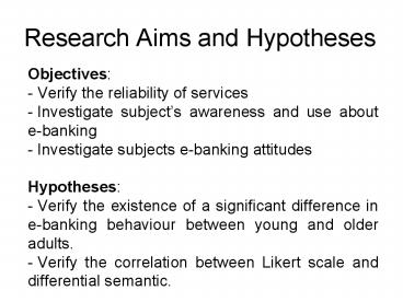 Research Aims and Hypotheses