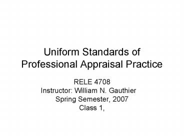 Uniform Standards of Professional Appraisal Practice